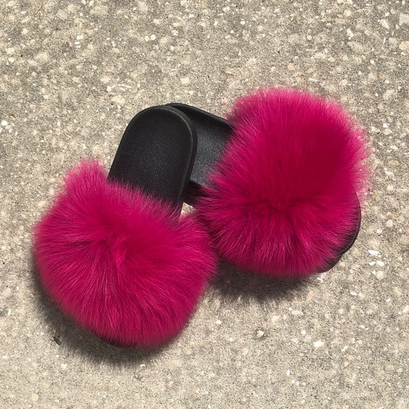 shoes real fur slides poshmark